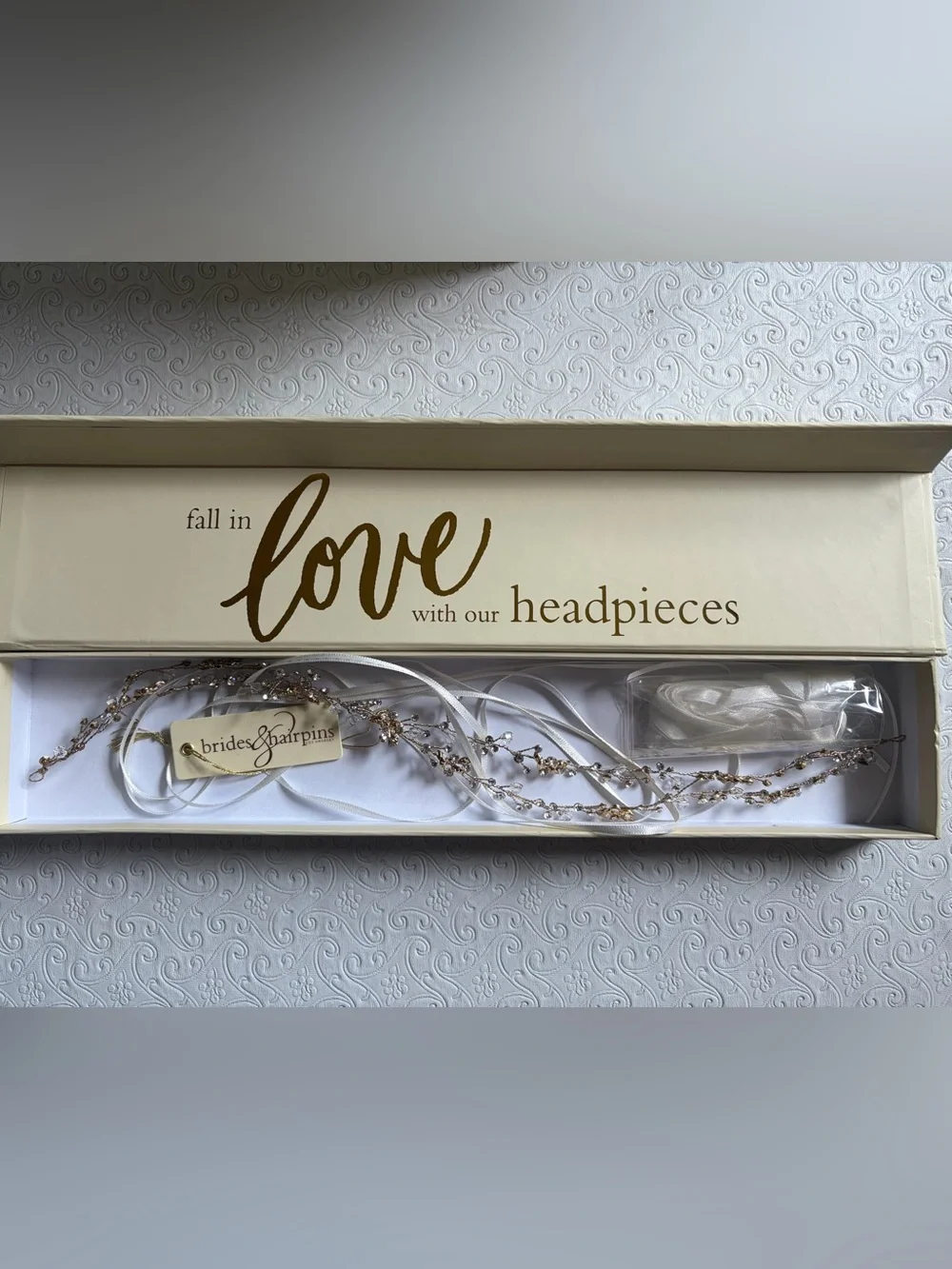 Brides & Hairpins Gia Halo Gold and Crystal Bridal Headband-Hair Accessories